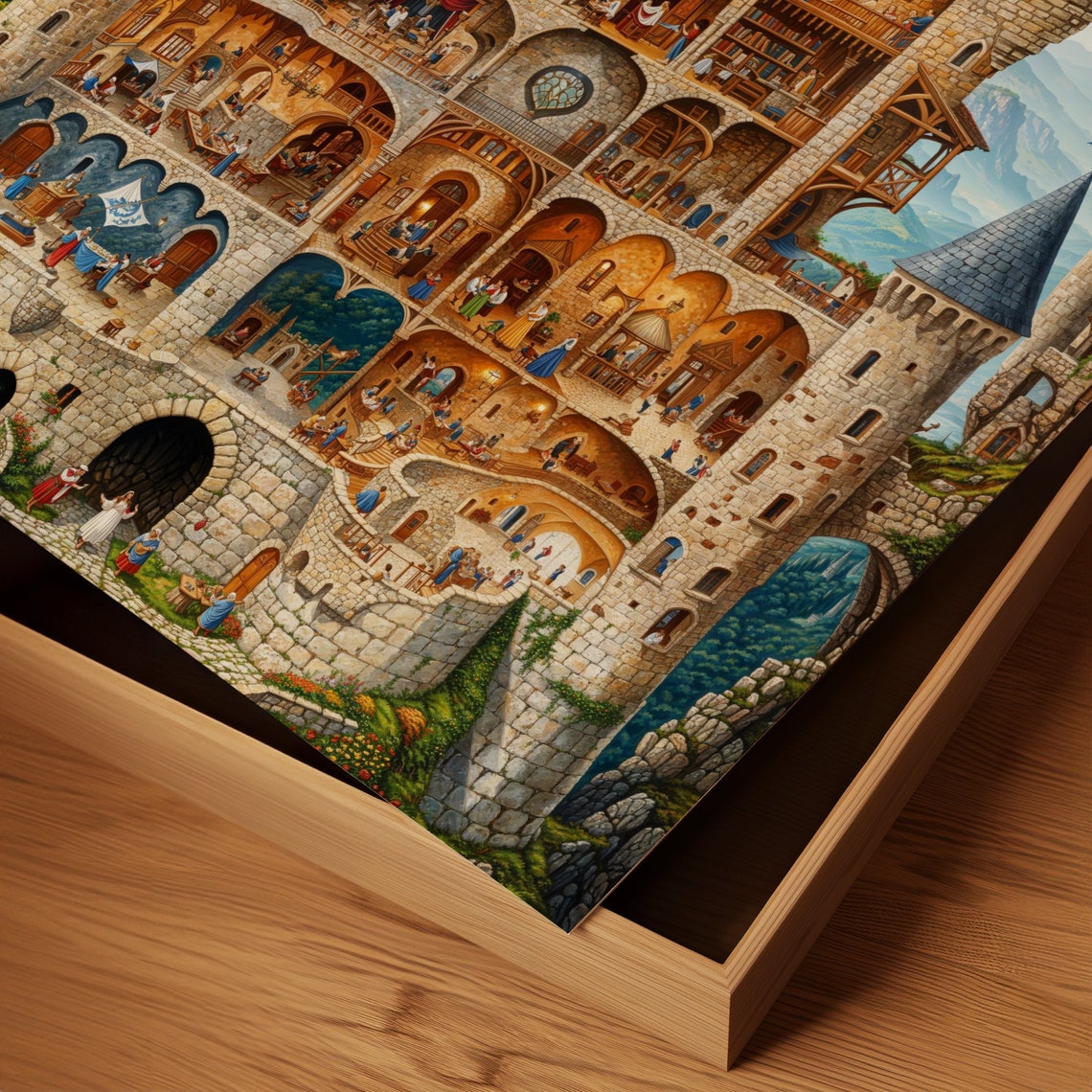 Enchanted Castle Cutaway Detailed Fantasy Fortress Interior Poster