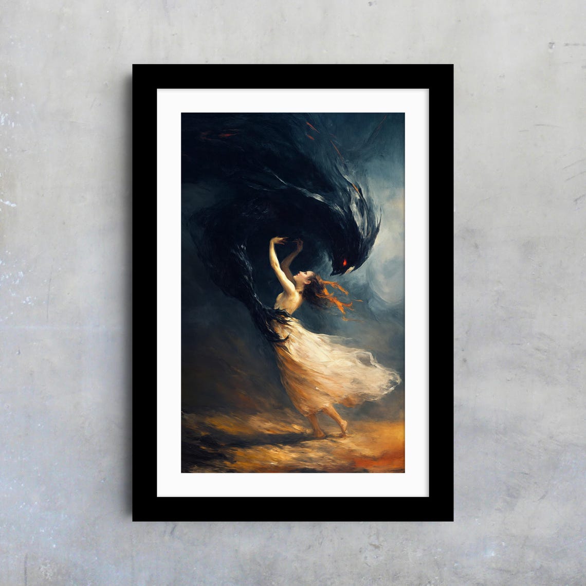 Dark Fantasy Woman Dancing With Shadow Demon Ethereal Art Poster - Image 4