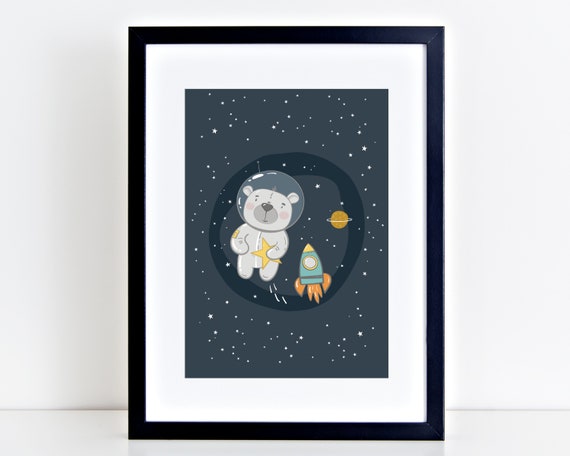Space Nursery Art Print, Kids Room Decor