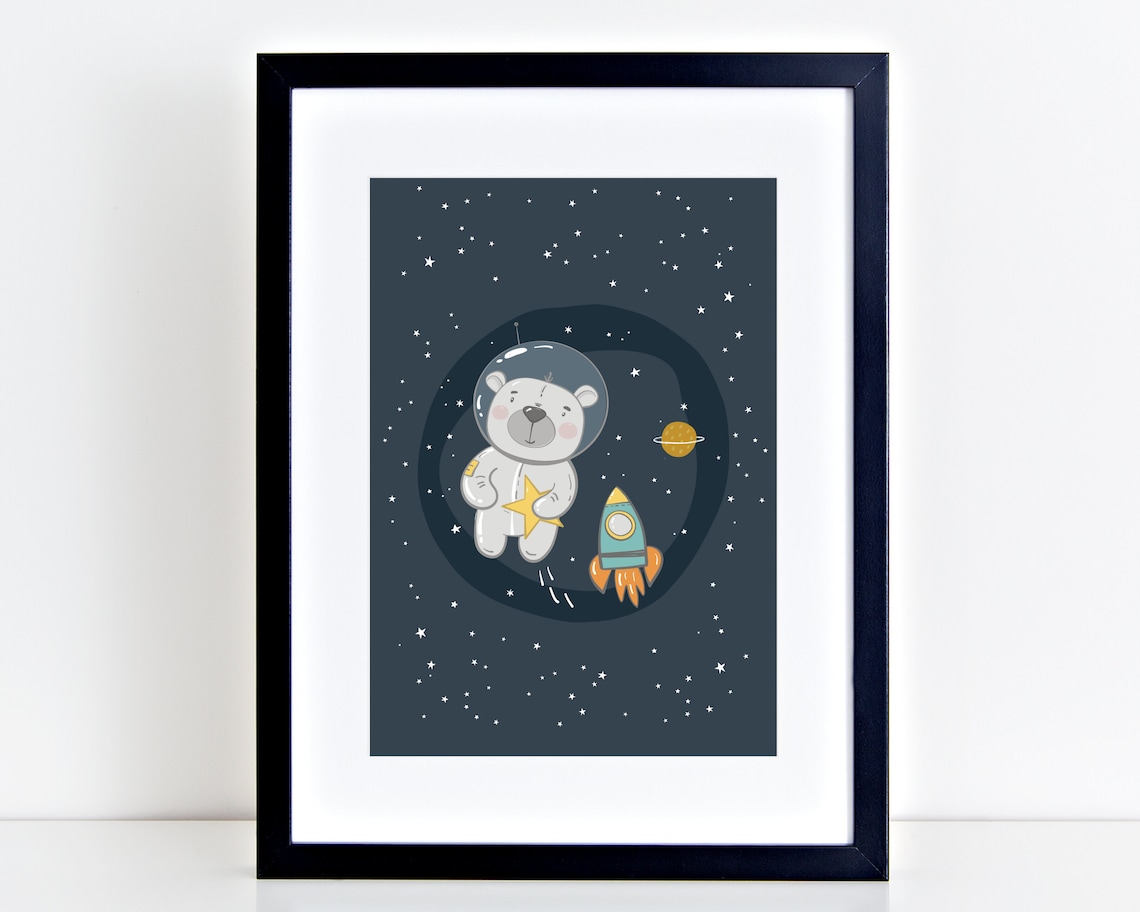 Space Nursery Art Print, Kids Room Decor