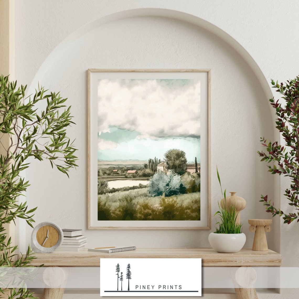 French Countryside Impressionist Vintage Landscape Painting Art Gallery Wall Decor Instant Art Rustic Decor - Image 2