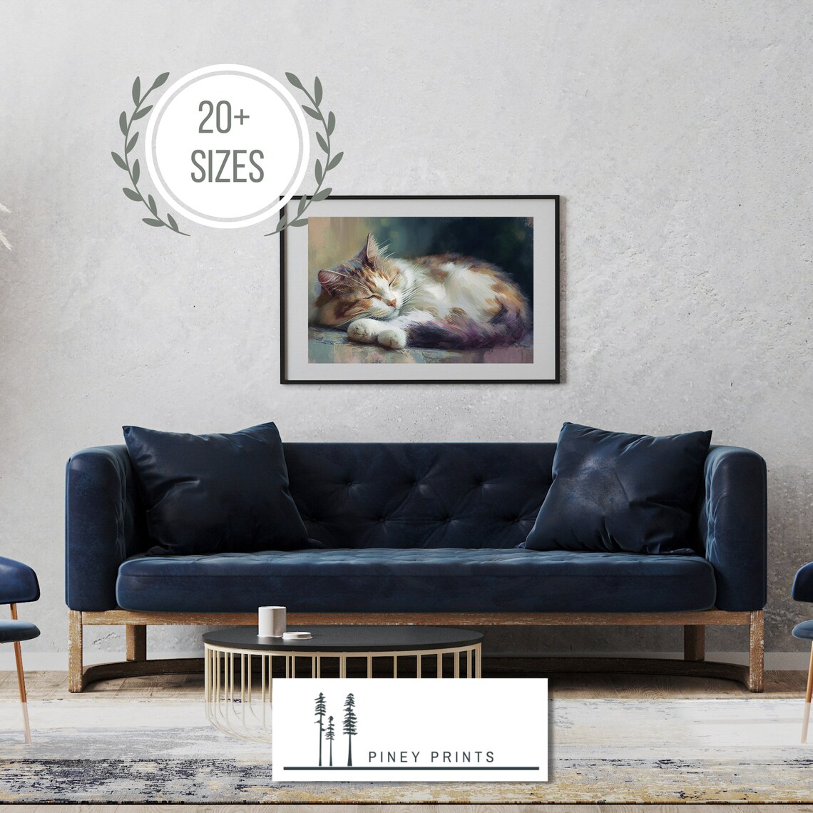Sleeping Tabby Cat Cozy Napping Feline Animal Portrait Painting Poster - Image 4