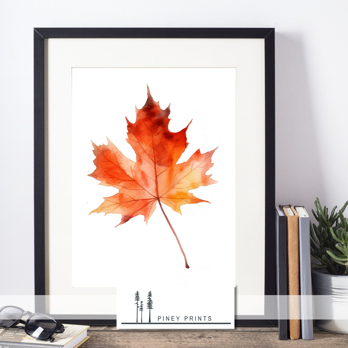 Red Maple Leaf Autumn Watercolor Minimalist Fall Botanical Poster - Image 4