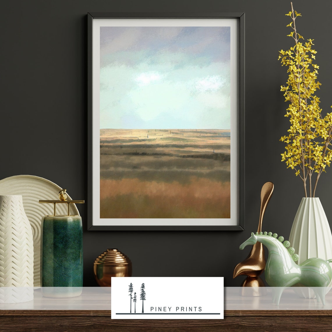 Minimal Abstract Horizon Landscape Muted Neutral Bands Art Poster - Image 2