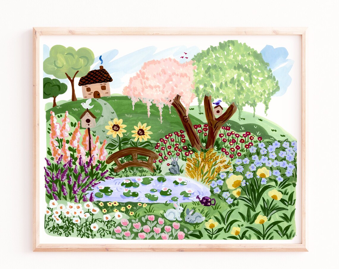 English Spring Garden Floral Art Print, Sabina Fenn