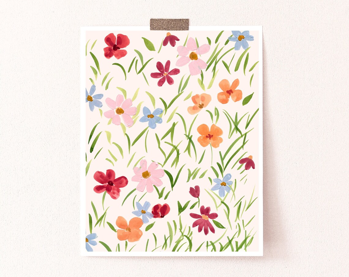 Vintage Floral Prints, Danish Pastel Wall Art