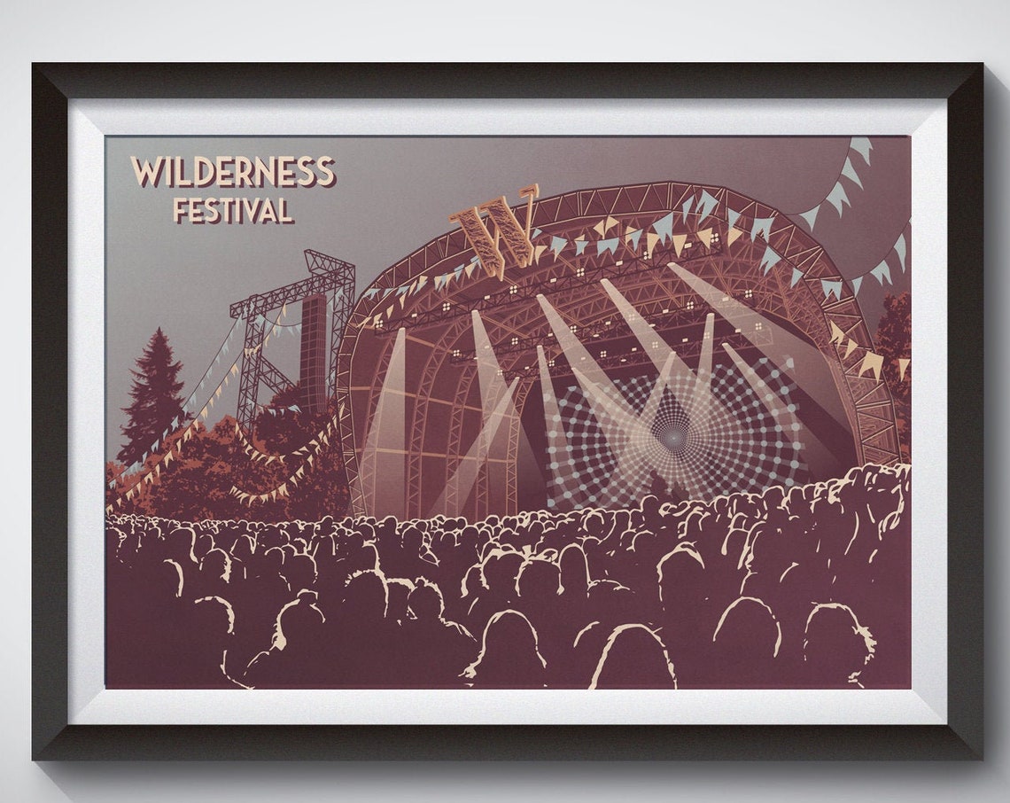 Wilderness Festival Poster Music Festival Print Live Music Wall Art Travel Print Glastonbury Summer Painting Gift Retro Vintage