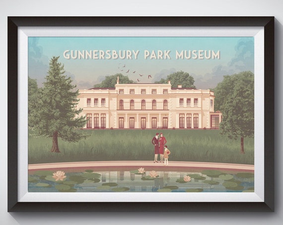 Gunnersbury Park Museum Poster West London Travel Print Architecture Art Deco Wall Art Gift Acton Chiswick Park Hounslow Ealing
