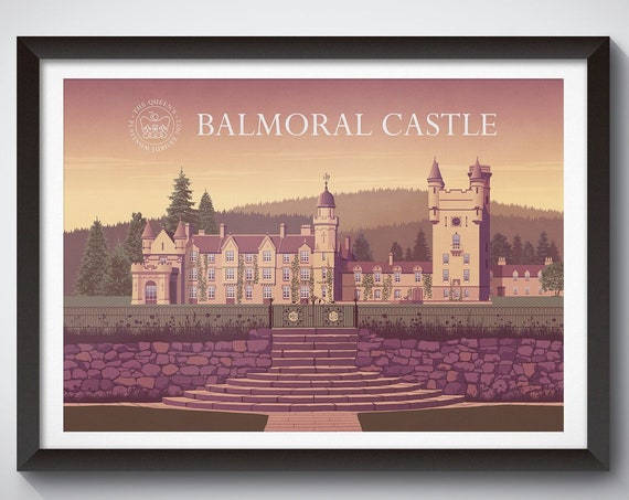 The Queens Platinum Jubilee 2022 Balmoral Castle Print Limited Edition Poster Royal Residences God Save The Queen Party Decoration