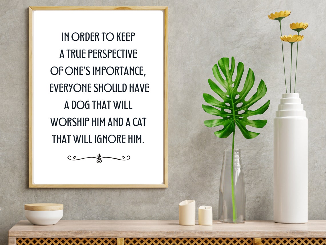 Dog Worship Cat Ignore Perspective Funny Pet Quote Typography Poster - Image 2