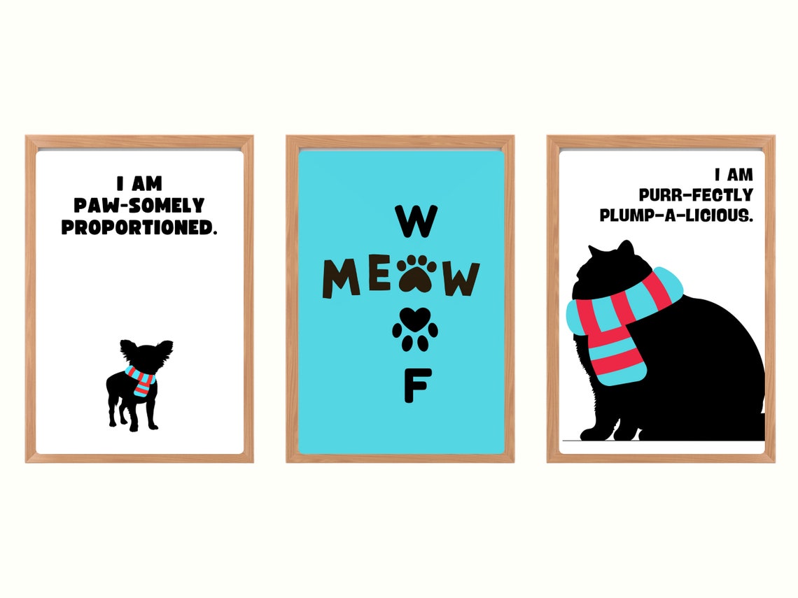 I Am Paw Somely Proportioned Funny Tiny Dog Silhouette Quote Poster - Image 2