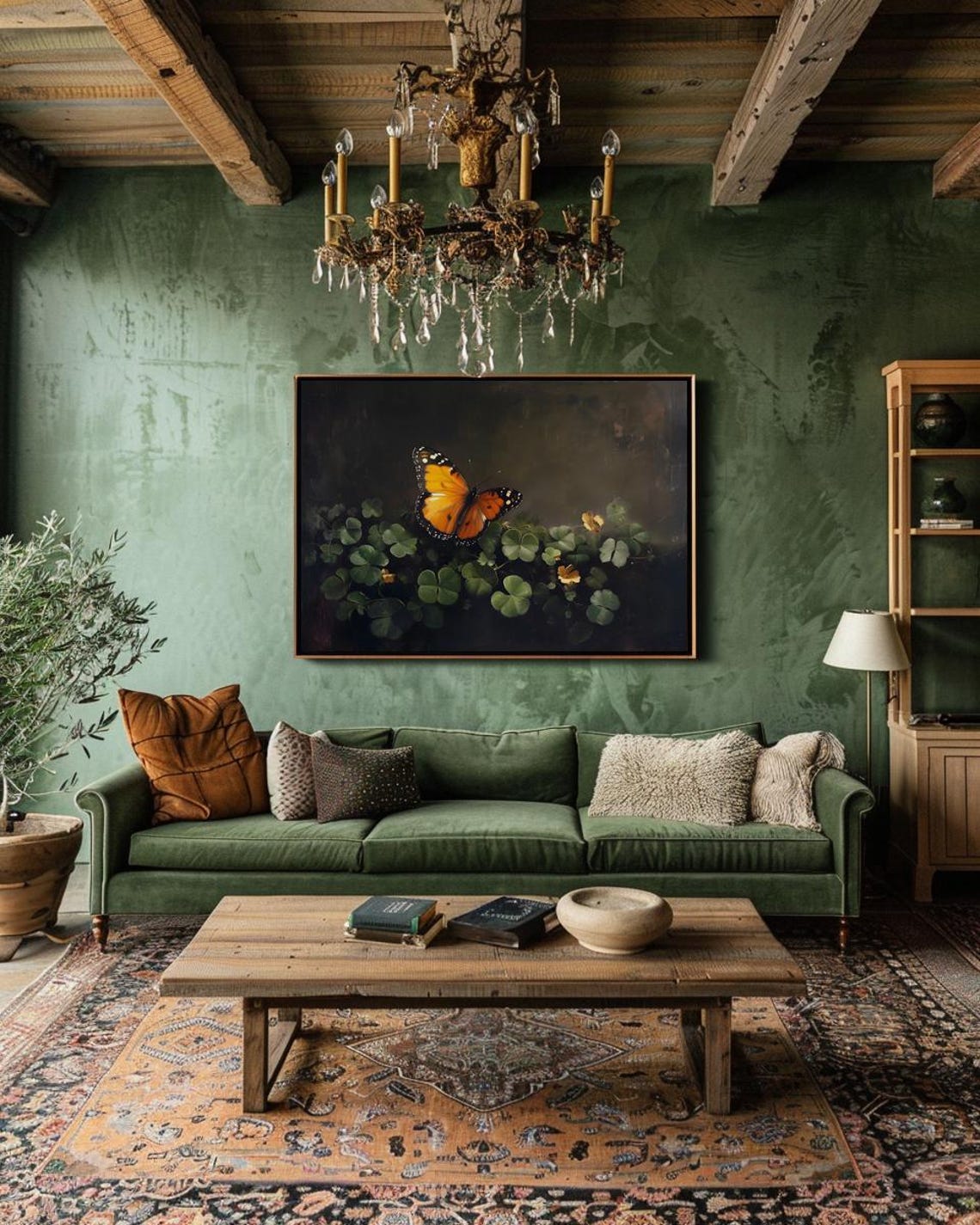 Dark Spring Wall Art For St Patricks Day Decor Saint Patricks Day Wall Art Dark Academia Decor For Spring Lucky Clover Dark Butterfly Print - Image 2
