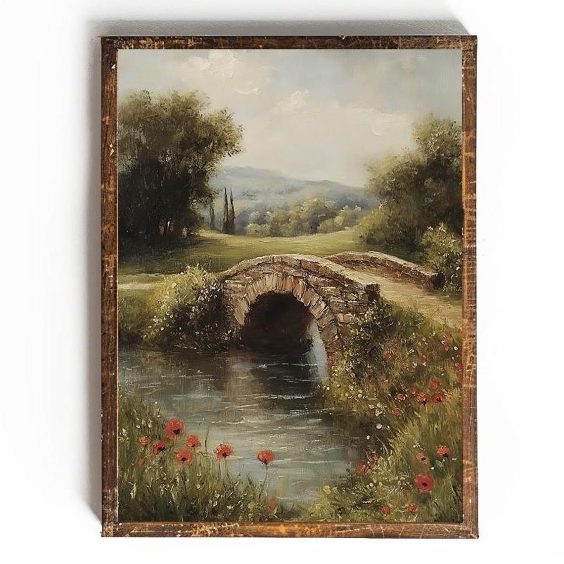 English Country Wall Art Vintage Bridge Painting Cottagecore Wall Art French Country Art Summer Wall Art Cottagecore Art Prints