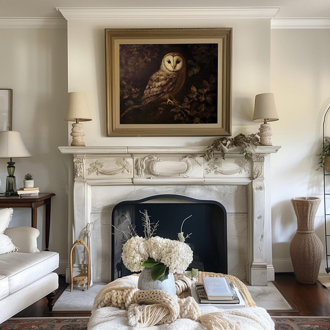 Barn Owl Perched In Dark Foliage Gothic Vintage Bird Art Poster - Image 2