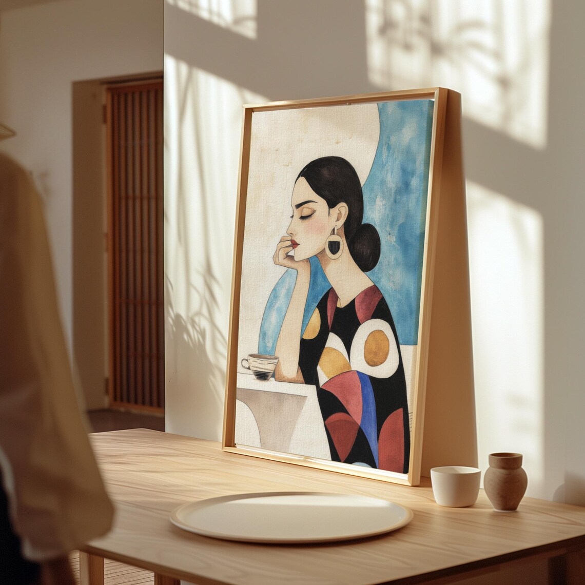 Elegant Portrait Of Woman With Teacup, Modern Feminine - Image 2