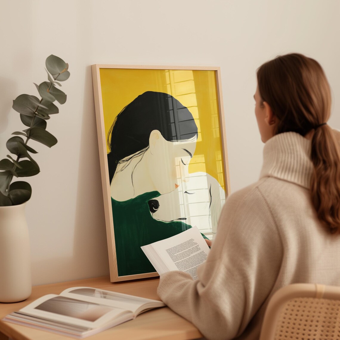 Warm Hug Dog Minimalist Portrait Art Print - Image 3