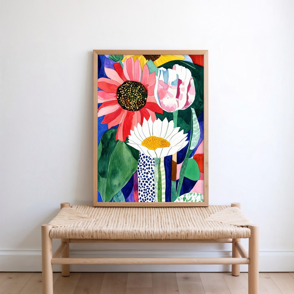 Bold Colorful Flower Composition, Modern Floral Art - Image 3