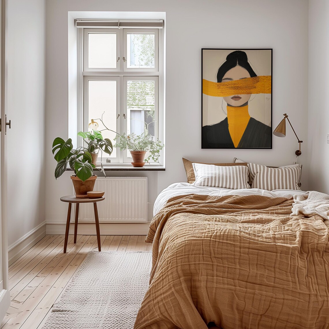 Golden Gaze Abstract Feminine Portrait, Minimalist Modern - Image 3