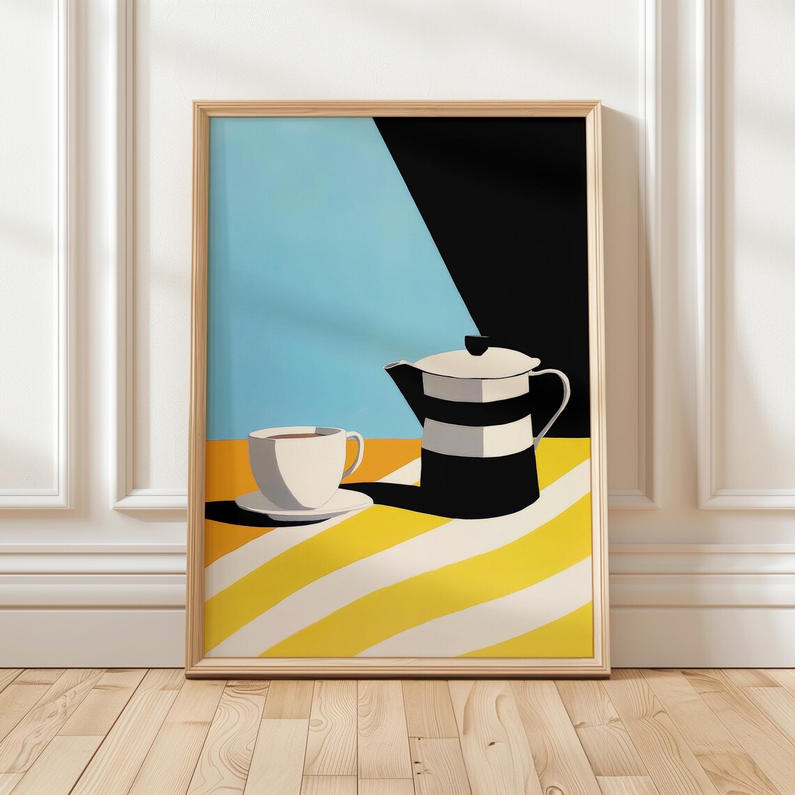 Moka Pot And Coffee Cup Still Life, Kitchen Print