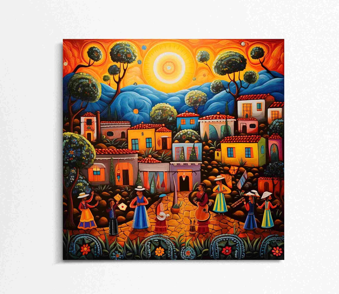 Mexico Folk Art, Oil-Painting Style Art Print - Image 4