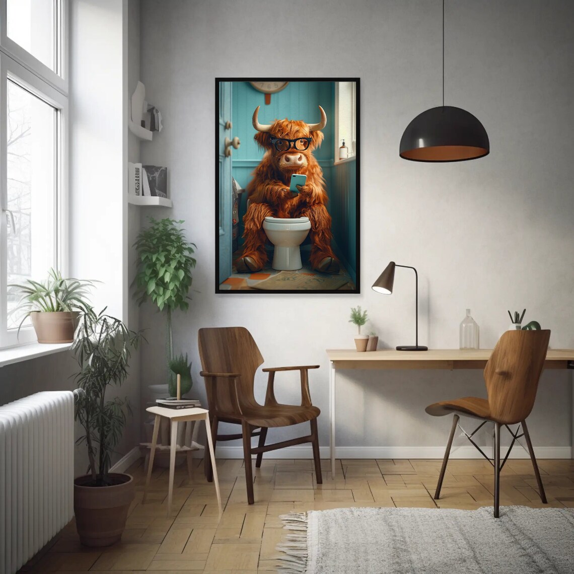Highland Cow Bathroom Art Print, Toilet Humor - Image 3