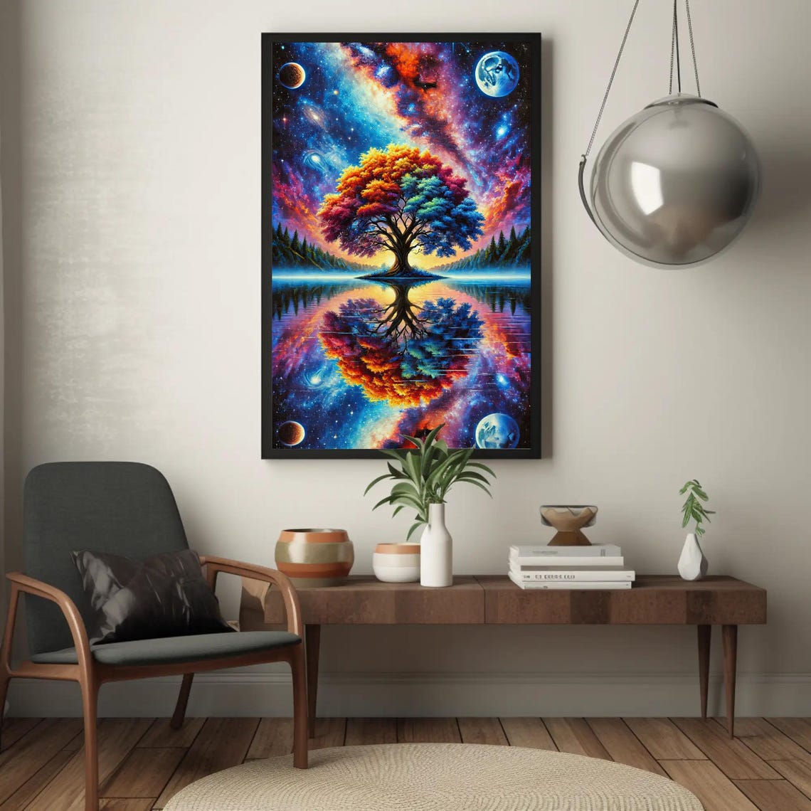 Cosmic Tree Of Life Under A Galaxy Night Sky Fantasy Art Poster - Image 4
