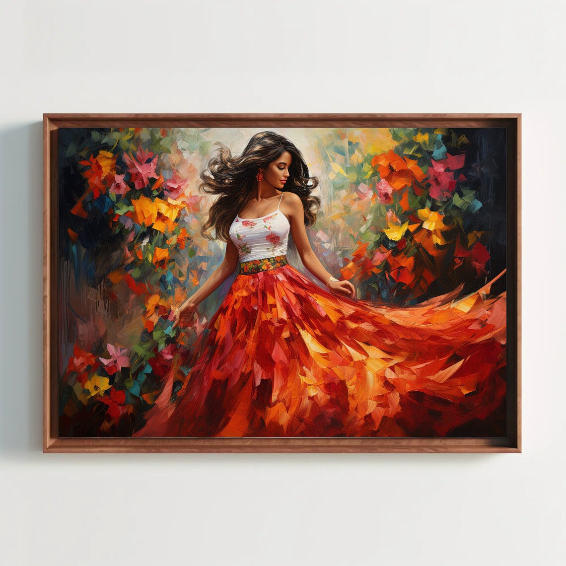Mexican Folk Dance Woman, Traditional Art Print