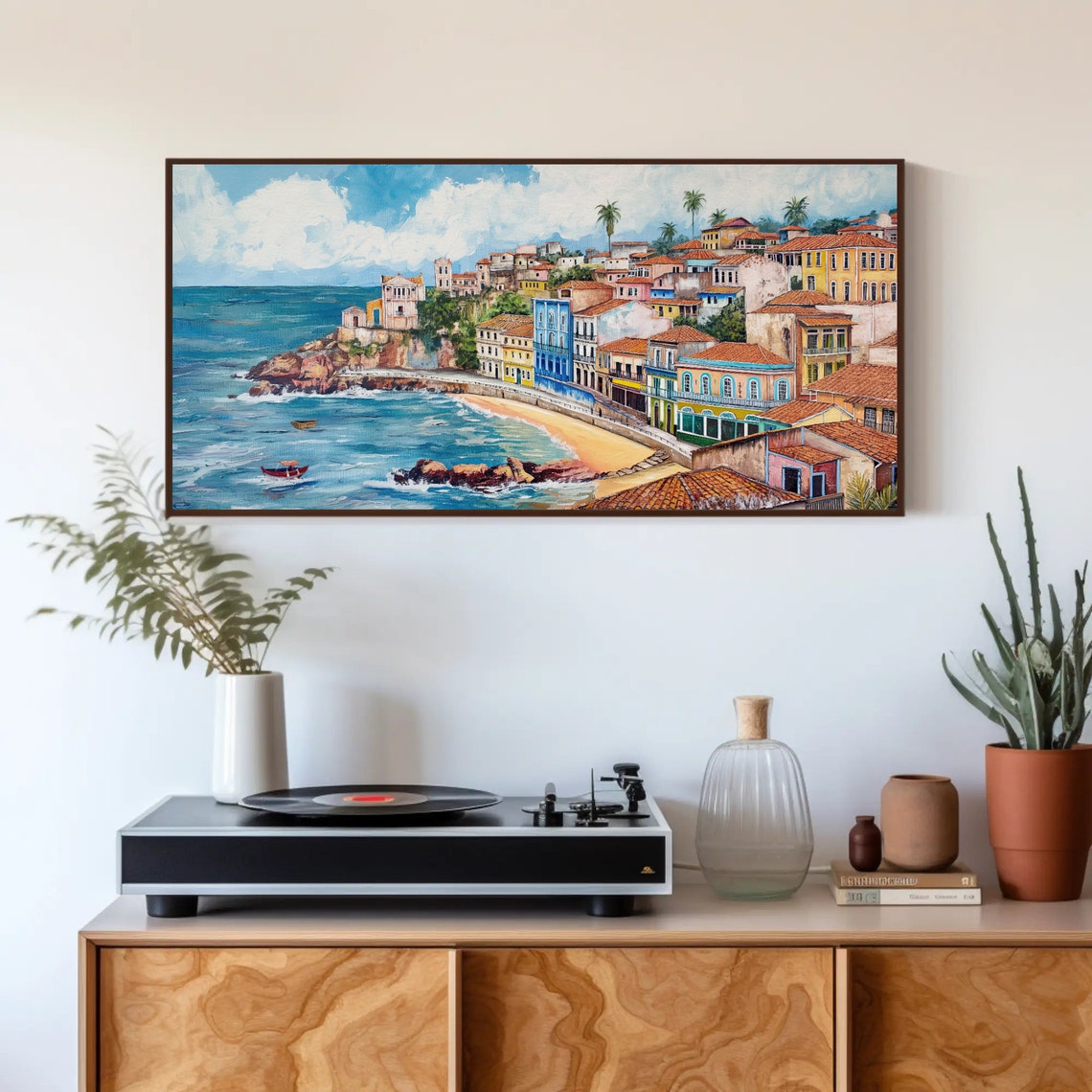 Salvador Bahia Colorful Beachfront Hillside Town Painting Poster - Image 4