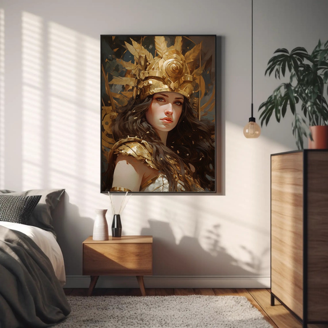 Goddess Artemis Portrait Gold Leaf Crown Huntress Wall Poster - Image 5