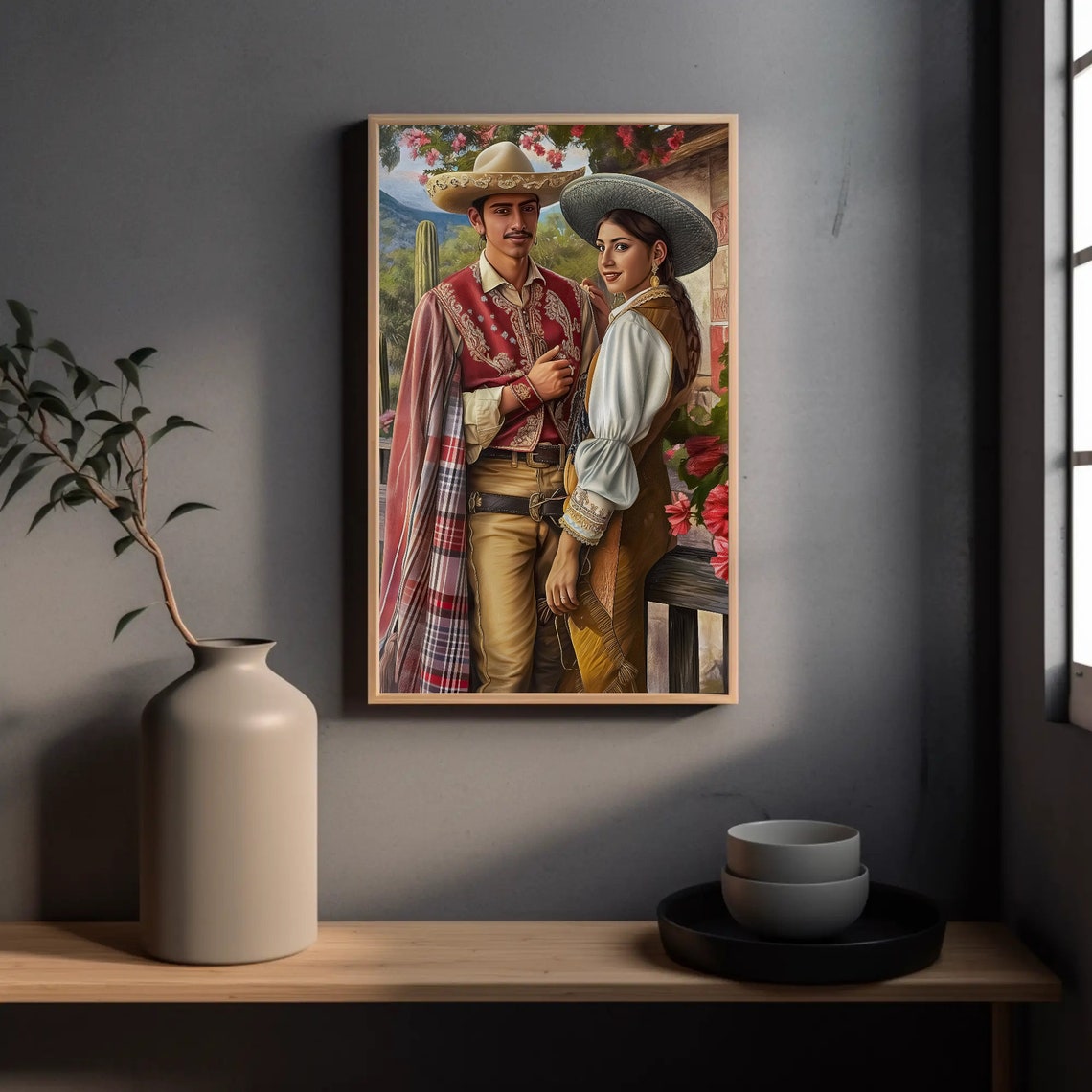 Mexican Charro Couple Traditional Sombrero Attire Romance Poster - Image 3