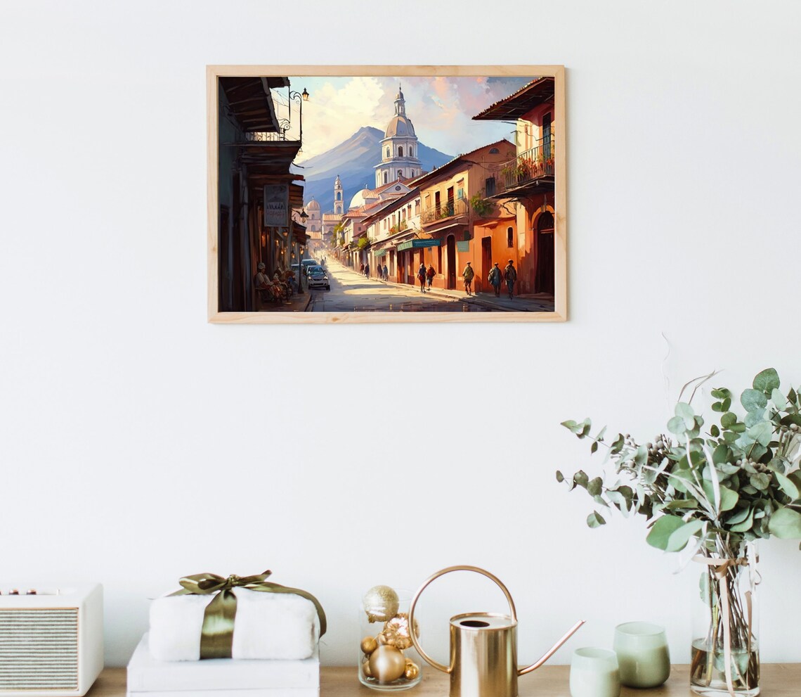 Guatemala Town Landscape Painting Guatemala Art Guatemala Art Guatemala Travel Print Caribbean Travel Print Guatemala Wall Decor - Image 4