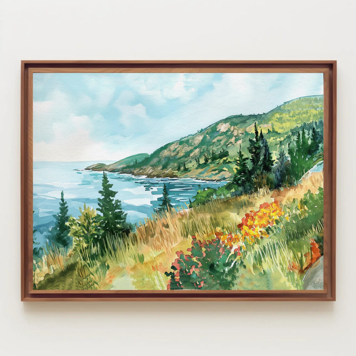 Acadia National Park Rocky Coastline Watercolor Landscape Poster - Image 5