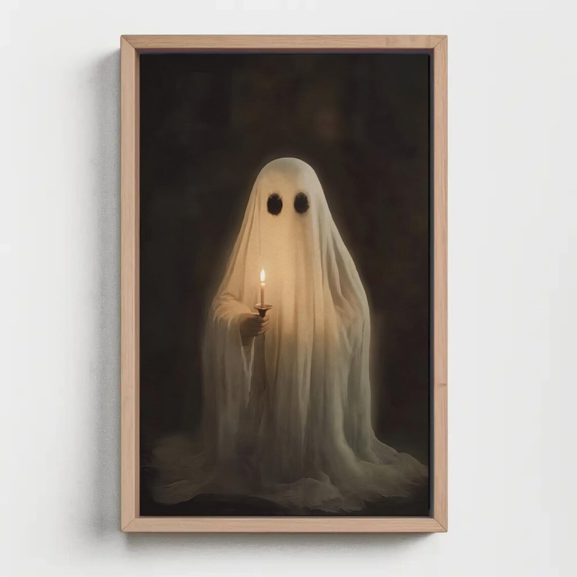 Ghost Holding Candle Darkness Ornate Golden Frame Haunting Night Poster - Image 2