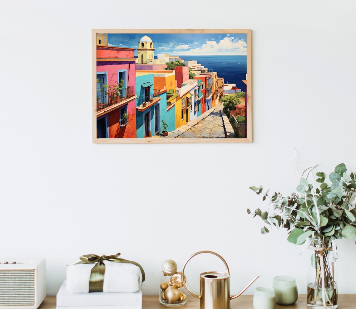 San Juan Old Town Colorful Coastal Puerto Rico Travel Art Poster - Image 3