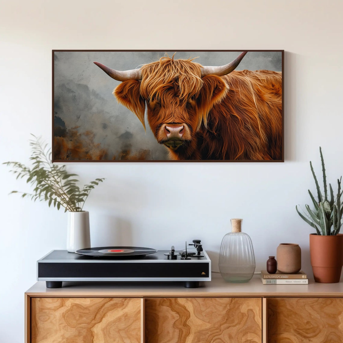 Highland Cow Close-Up Portrait Rustic Farmhouse Decor Wall Art - Image 4