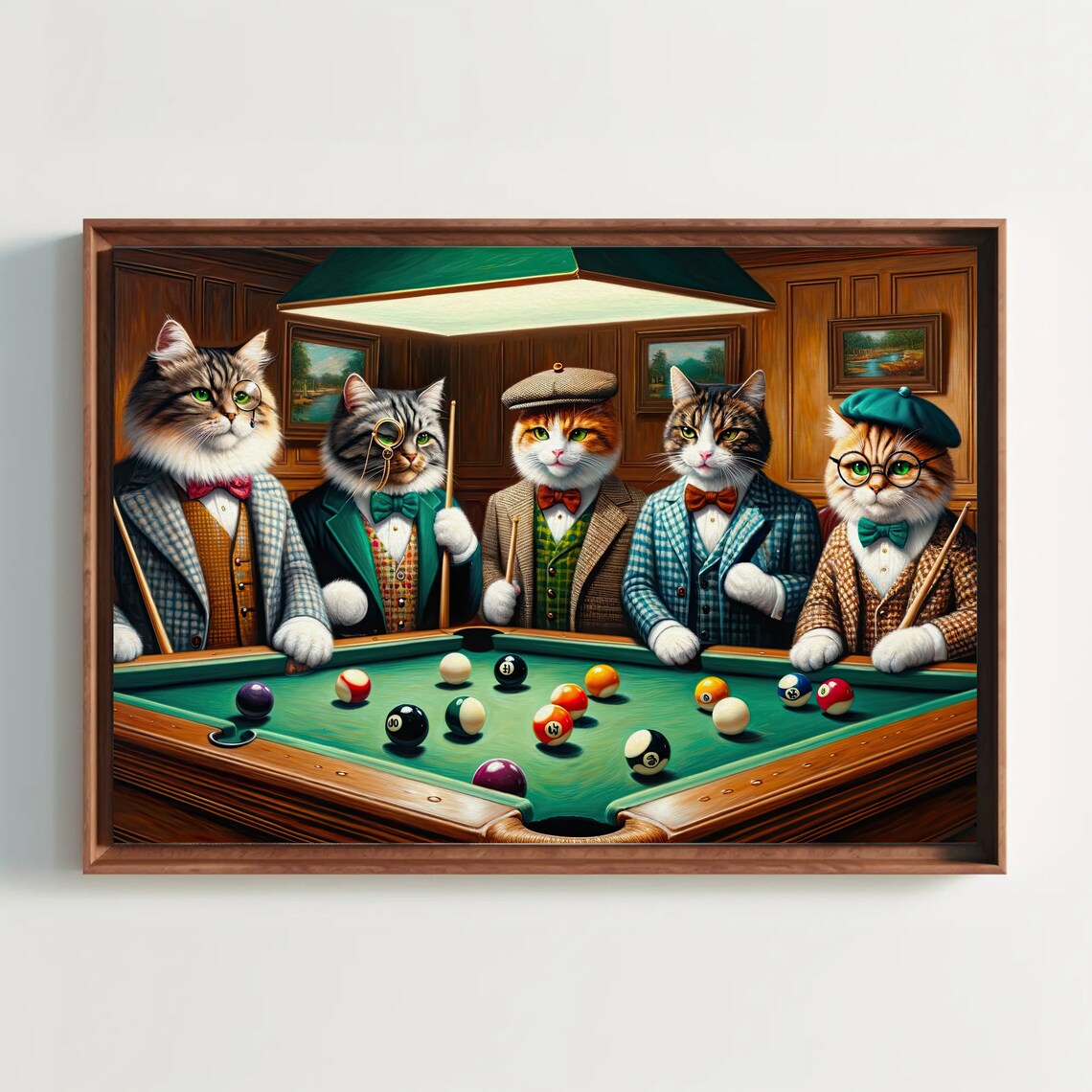 Cats Playing Pool Game Art Print, Funny Cat Decor - Image 5