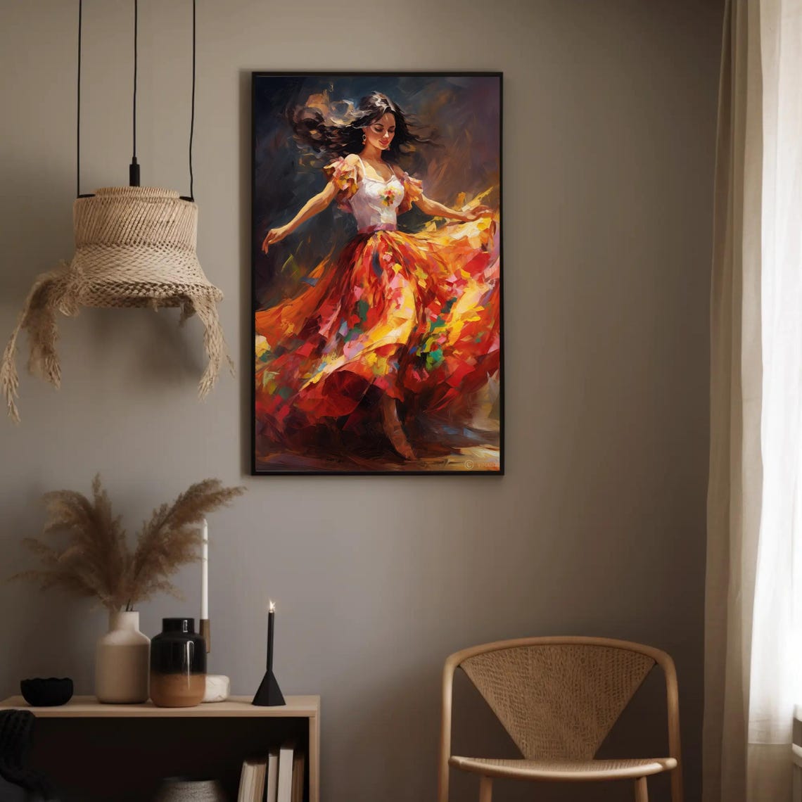 Mexican Folk Dancer Swirling In A Vibrant Floral Skirt Poster - Image 4