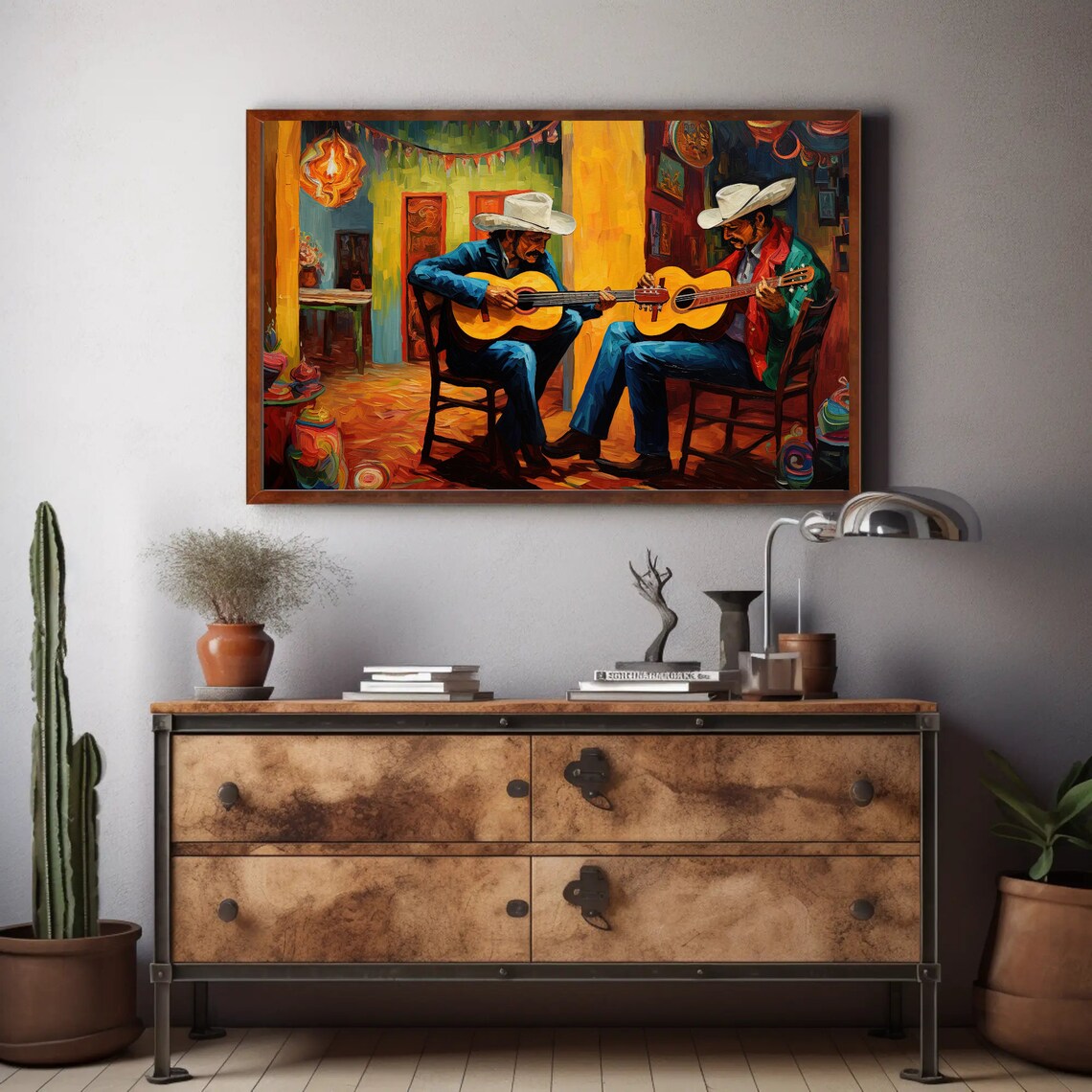 Mariachi Two Mexican Guitarists Mexican Art Print - Image 2