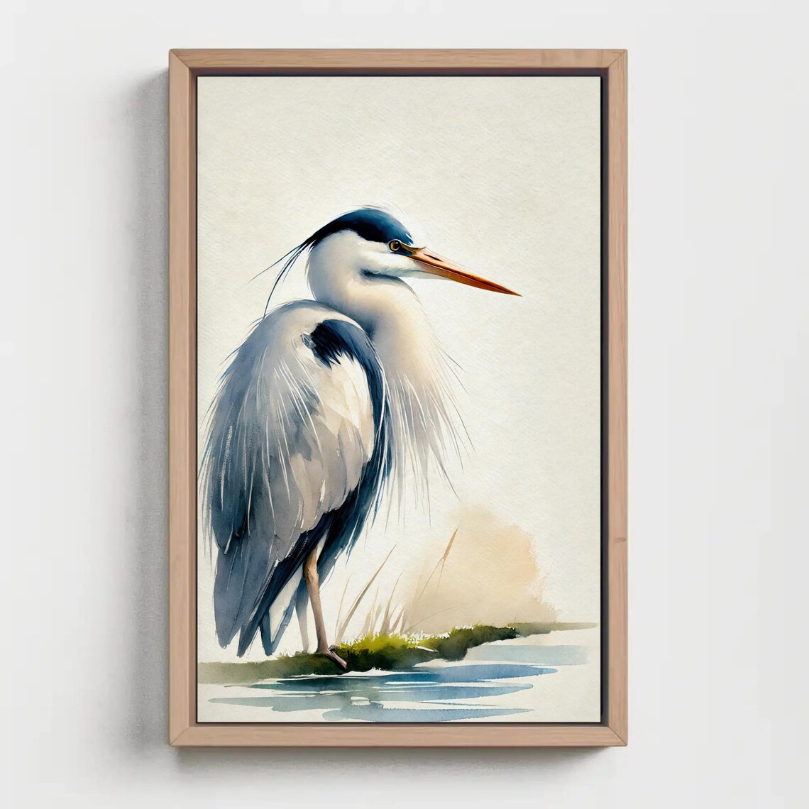 Graceful Grey Heron Watercolor Painting Elegant Coastal Bird Poster - Image 5