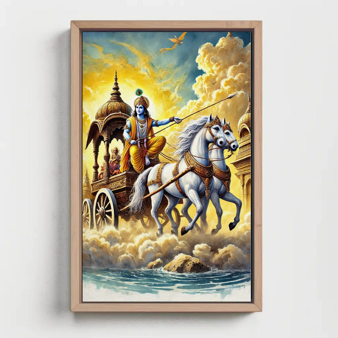 Lord Krishna Driving Arjuna on Chariot in Mahabharata Epic Poster - Image 5