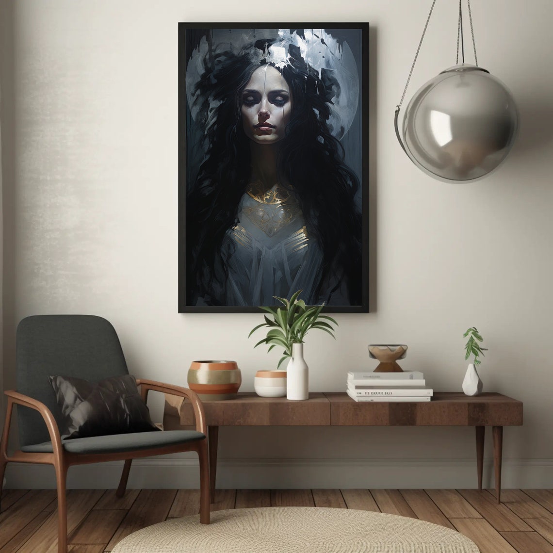 Mystical Hekate Dark Moon Goddess Gothic Oil Painting Art Poster - Image 2