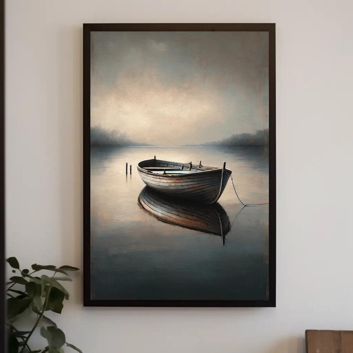 Boat Painting Nautical Art Print, Cabin Style Lake House Decor