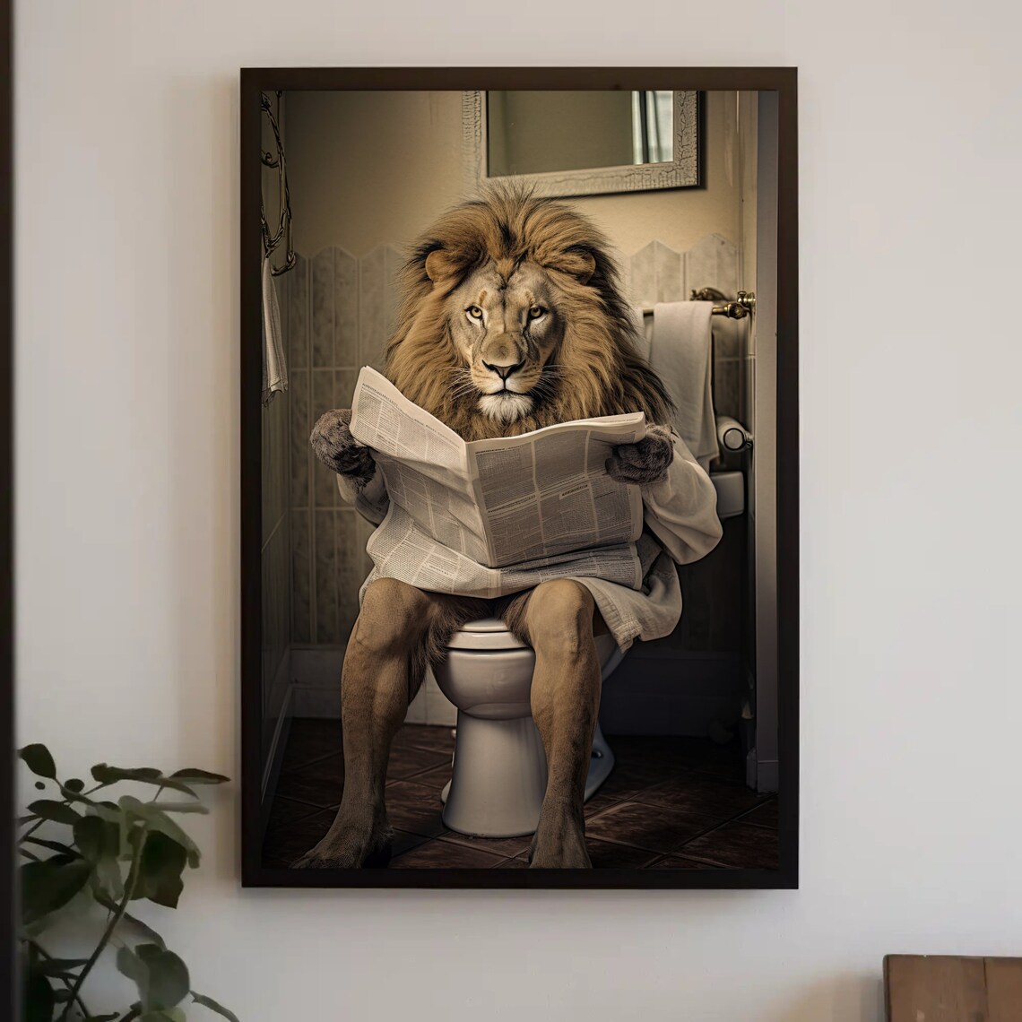 Majestic Lion Toilet Humor Animal Art Print