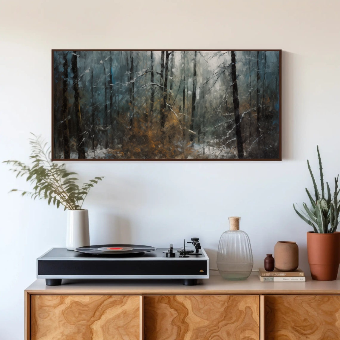 Winter Tree Forest Oil Painting Landscape Art Forest Art Winter Wall Art Ready To Hang - Image 3