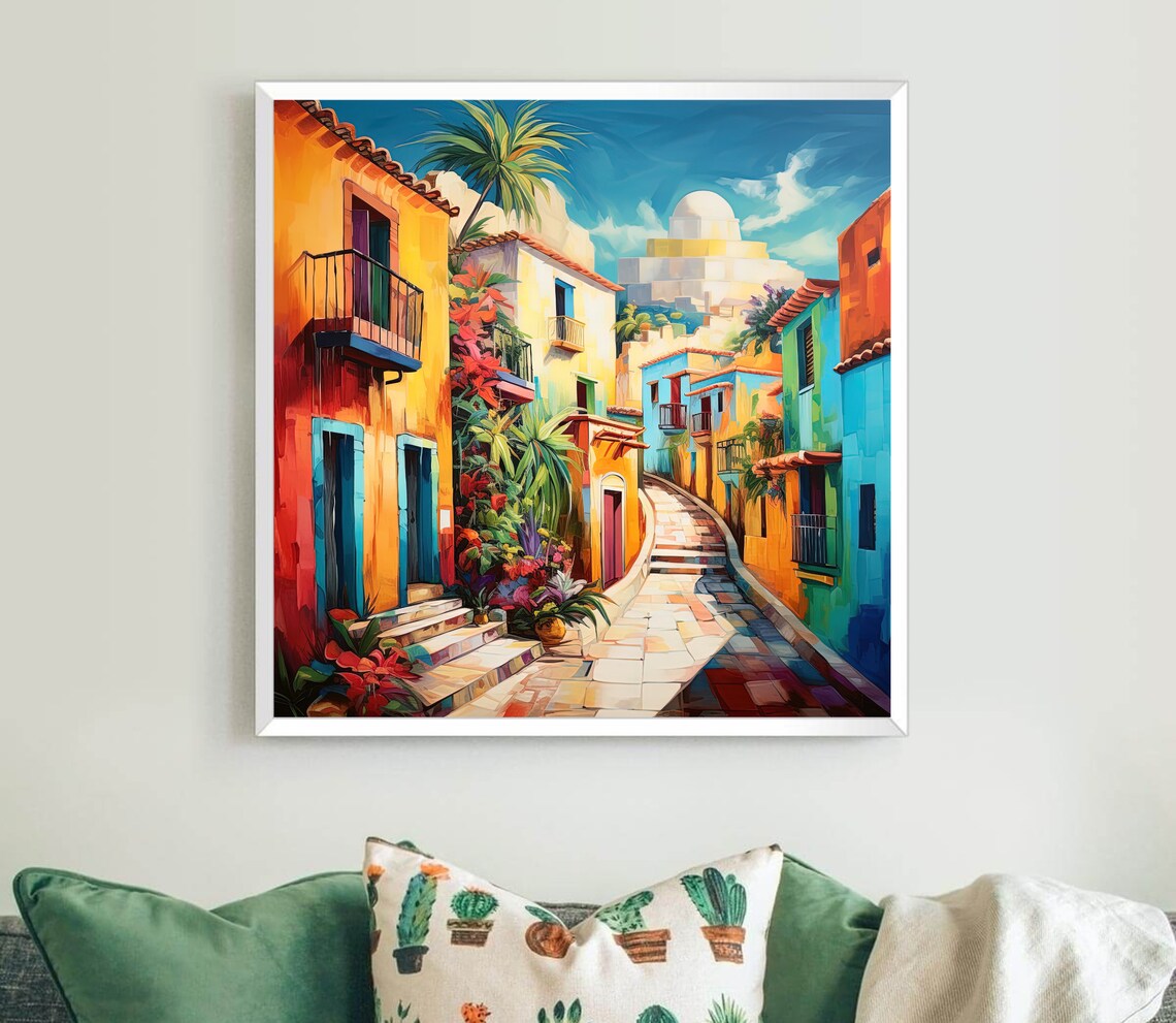 Mexican Colonial Street Leading Up to a Hilltop Church Poster - Image 5