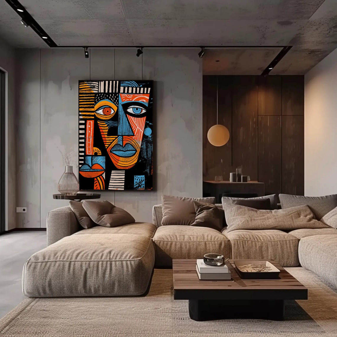 African Inspired Abstract Tribal Face Colorful Mask Artwork Poster - Image 3