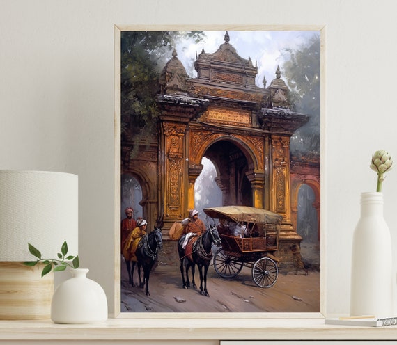 Indian Vintage Scenery Print Indian Painting Indian Wall Art Indian Decor Indian Painting Indian Home Decor Indian Street