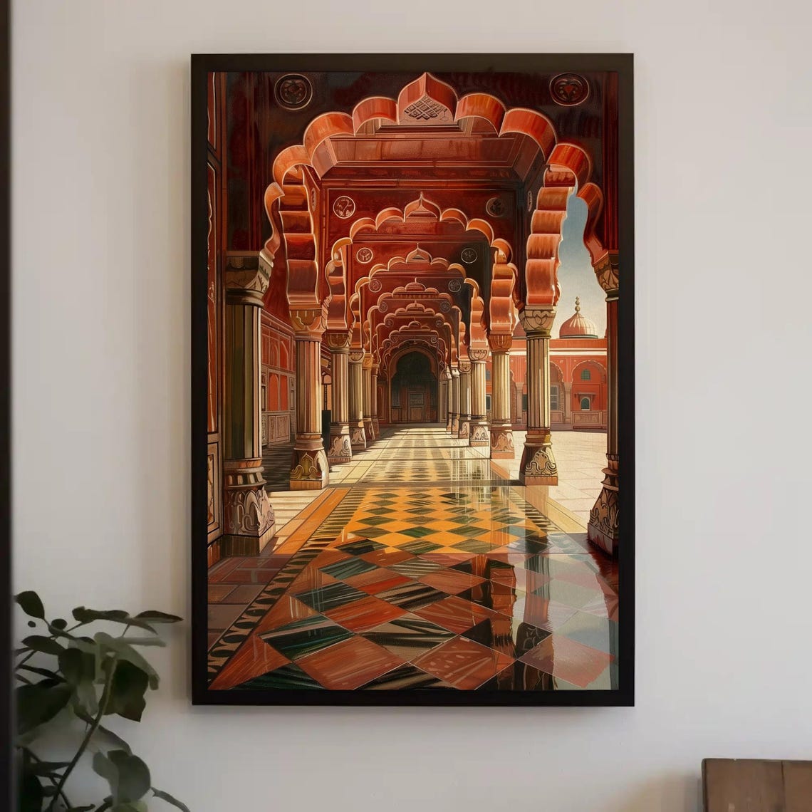 Grand Mughal Red Sandstone Arched Colonnade Palace Hall Poster