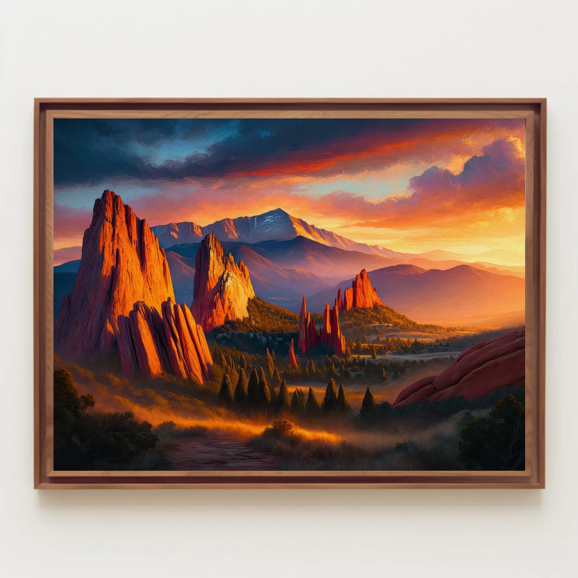 Colorado Springs Print Rocky Mountains Painting Garden Of The Gods Pikes Peak Sunset Photo Art Print Bedroom Decor - Image 2