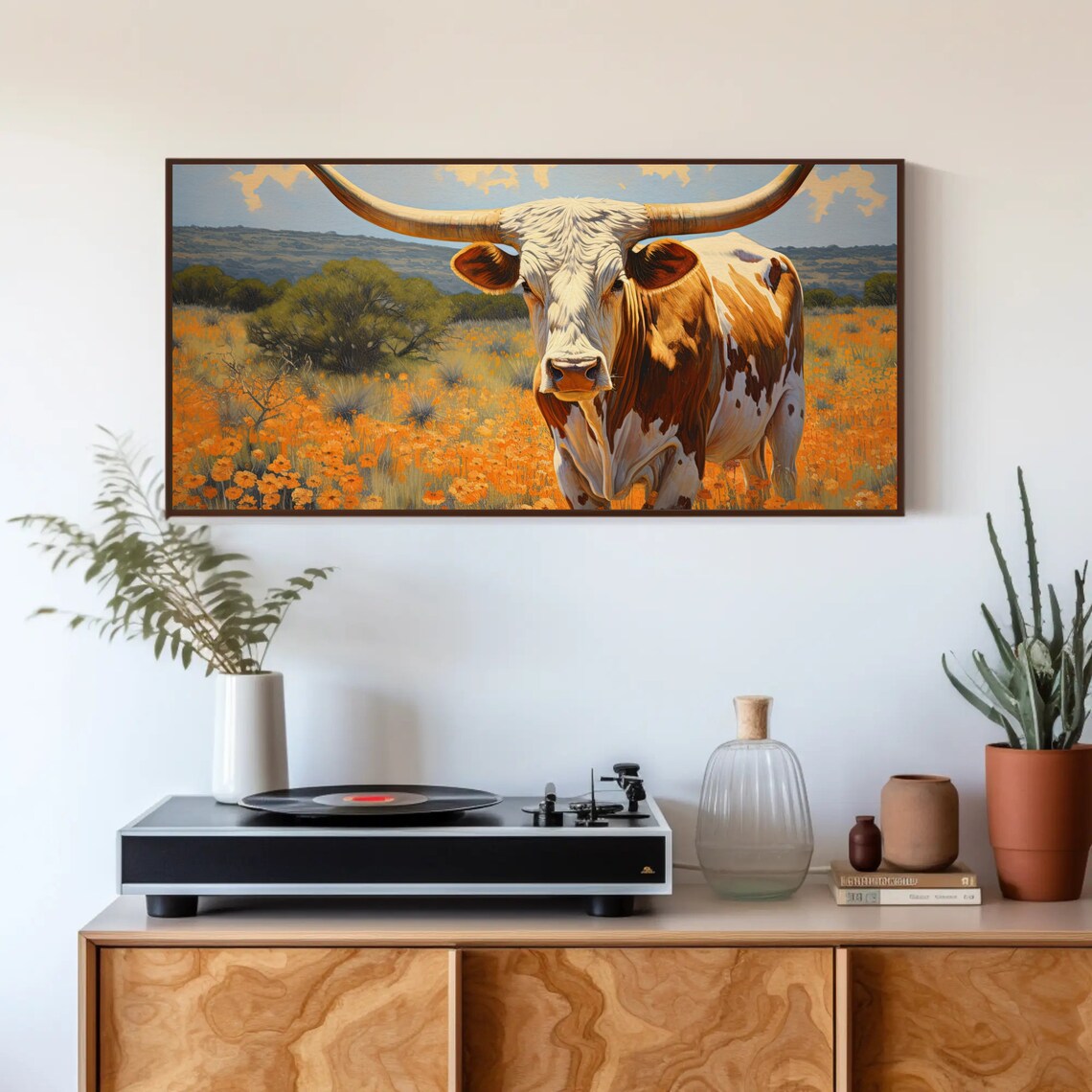 Texas Longhorn Farmhouse Art Print, Country Decor - Image 3